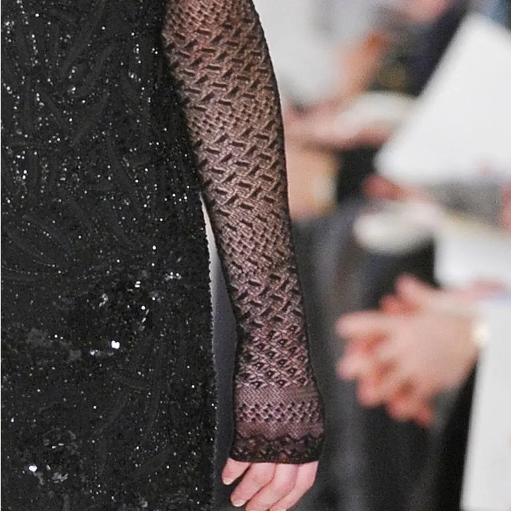 Ralph Lauren Collection Fall 2010 Black Fingerless Lace Crochet Gloves